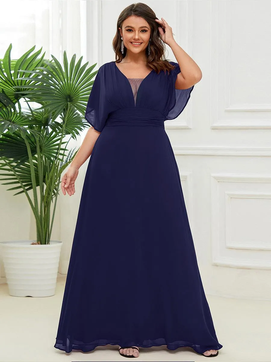 Robe de soirée longue en mousseline de soie à taille empire coupe A