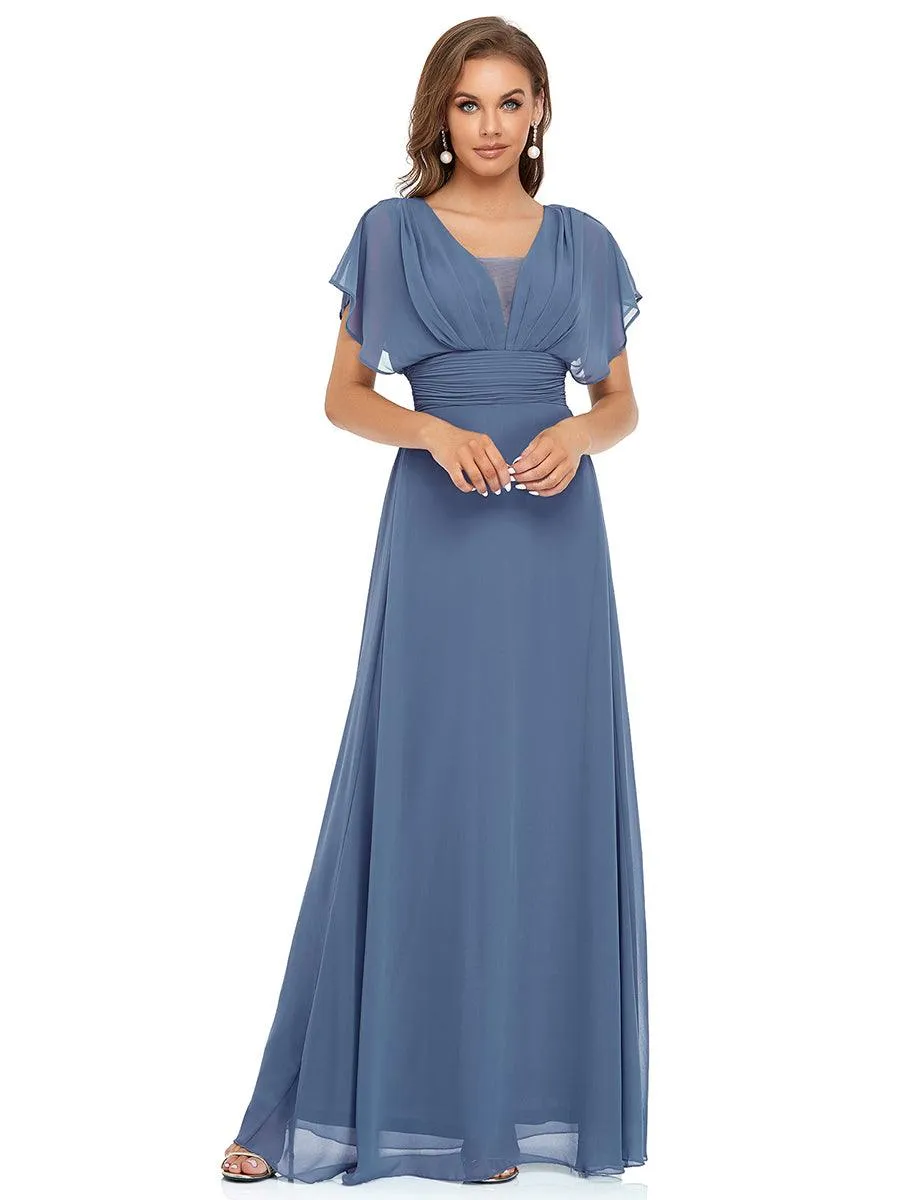 Robe de soirée longue en mousseline de soie à taille empire coupe A