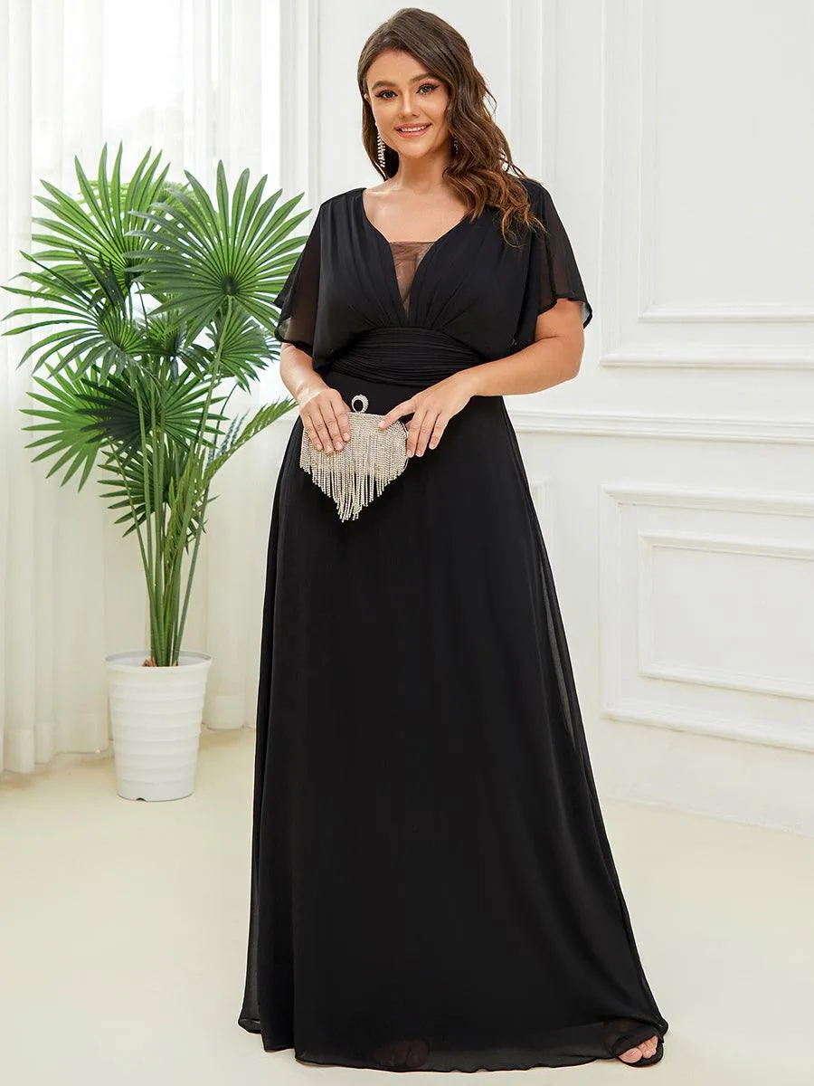 Robe de soirée longue en mousseline de soie à taille empire coupe A