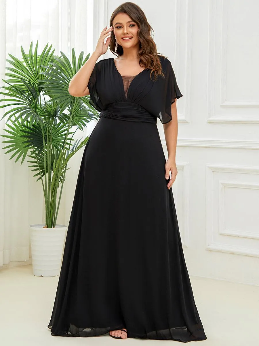 Robe de soirée longue en mousseline de soie à taille empire coupe A