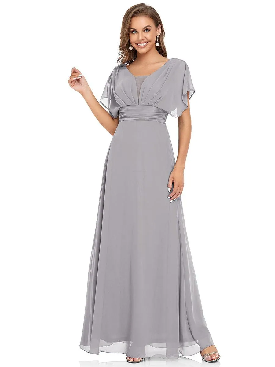 Robe de soirée longue en mousseline de soie à taille empire coupe A
