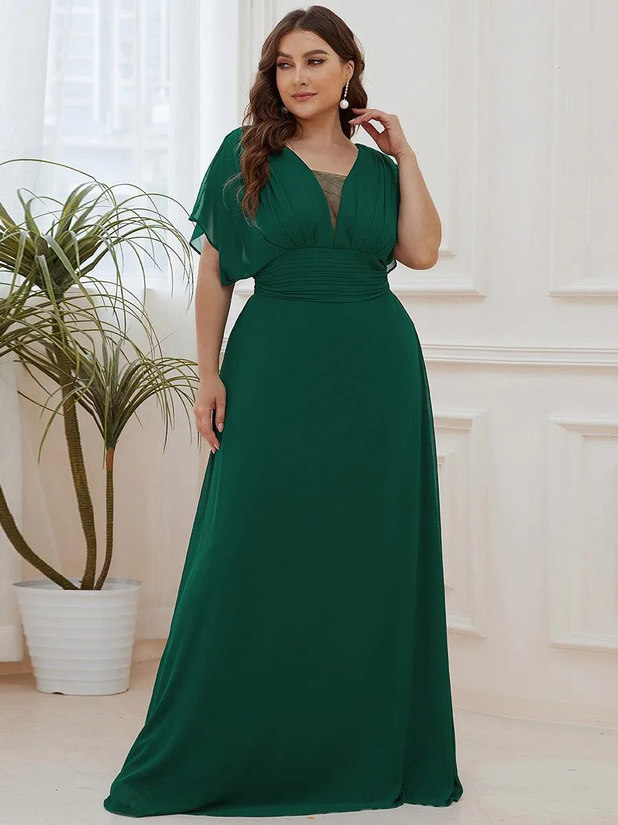 Robe de soirée longue en mousseline de soie à taille empire coupe A