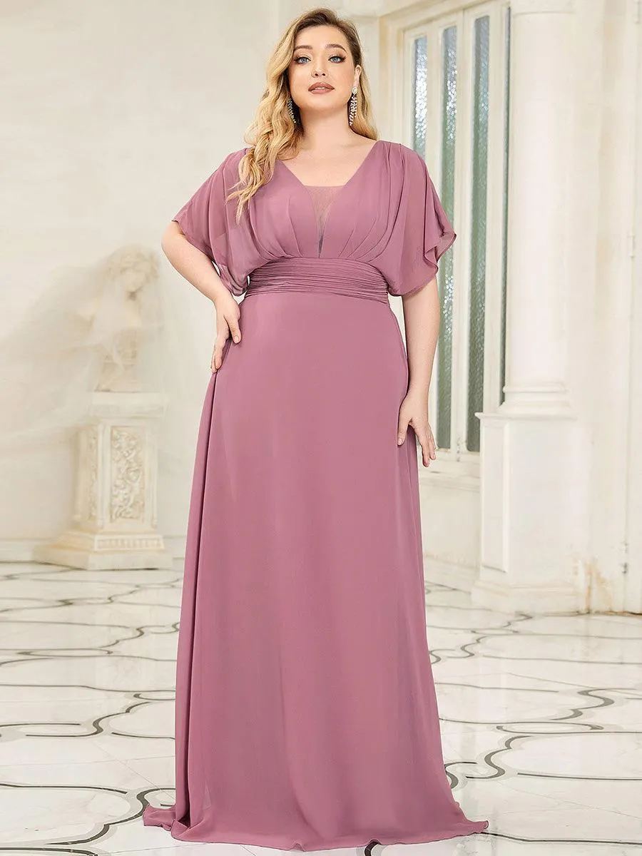 Robe de soirée longue en mousseline de soie à taille empire coupe A