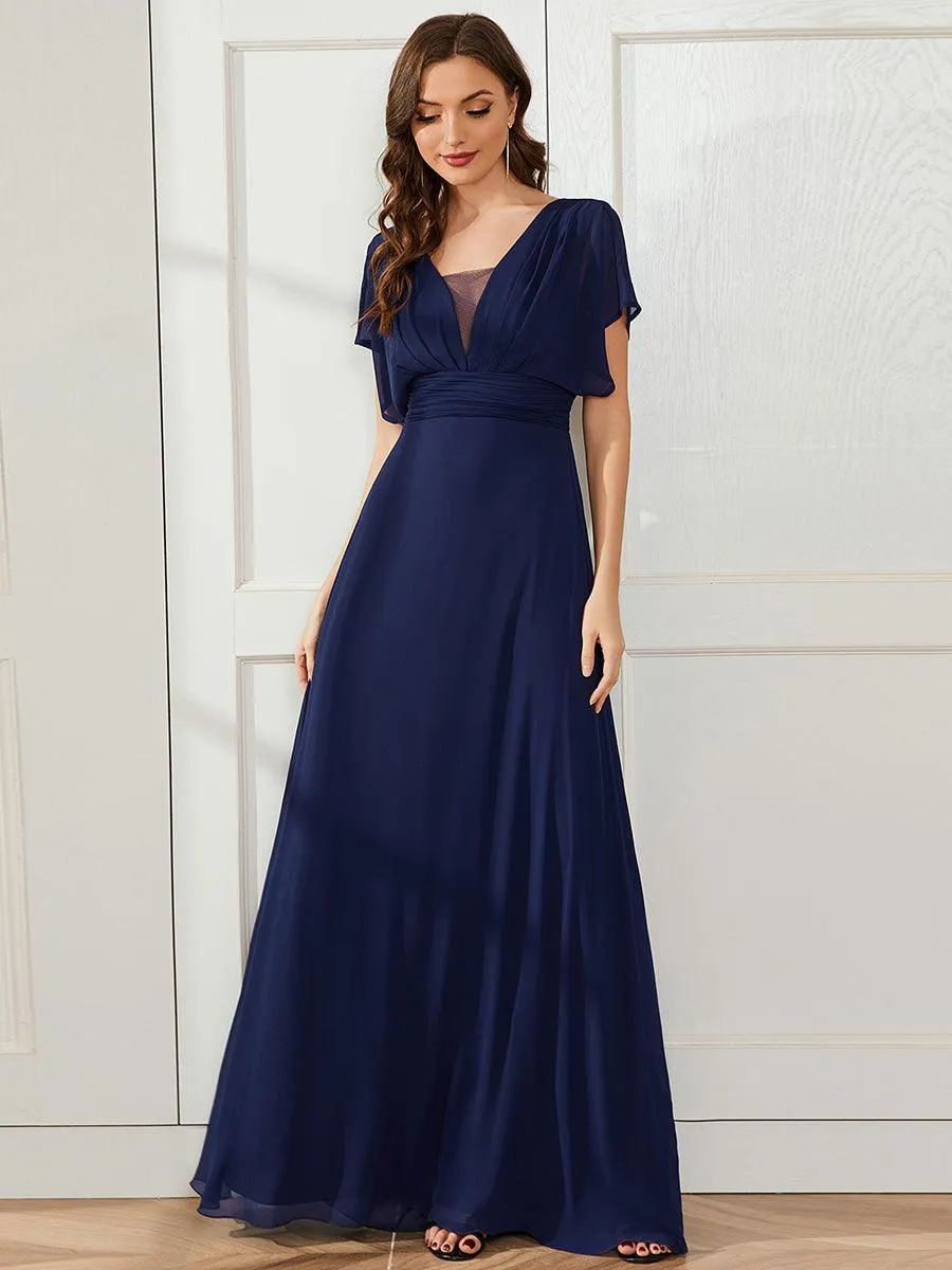 Robe de soirée longue en mousseline de soie à taille empire coupe A