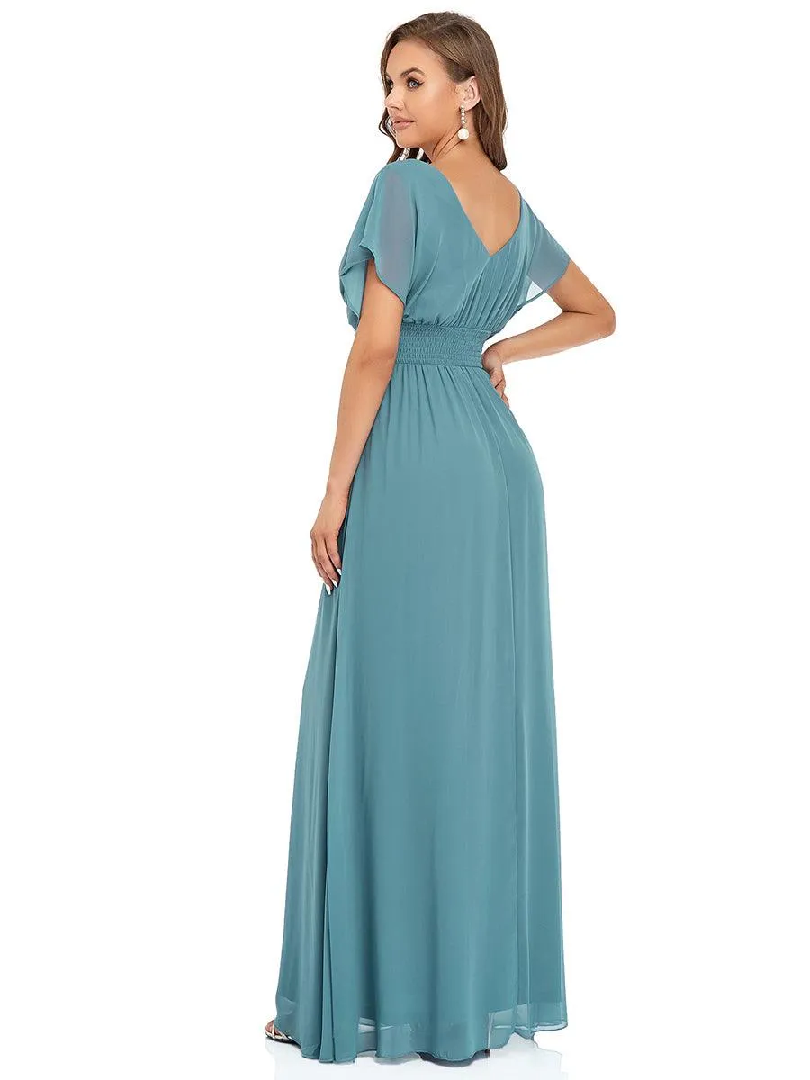 Robe de soirée longue en mousseline de soie à taille empire coupe A