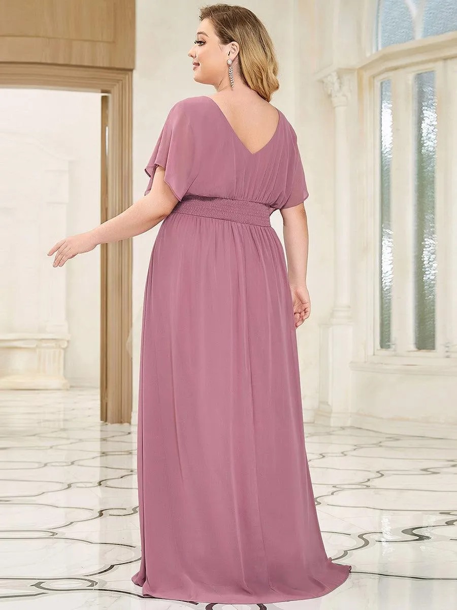 Robe de soirée longue en mousseline de soie à taille empire coupe A