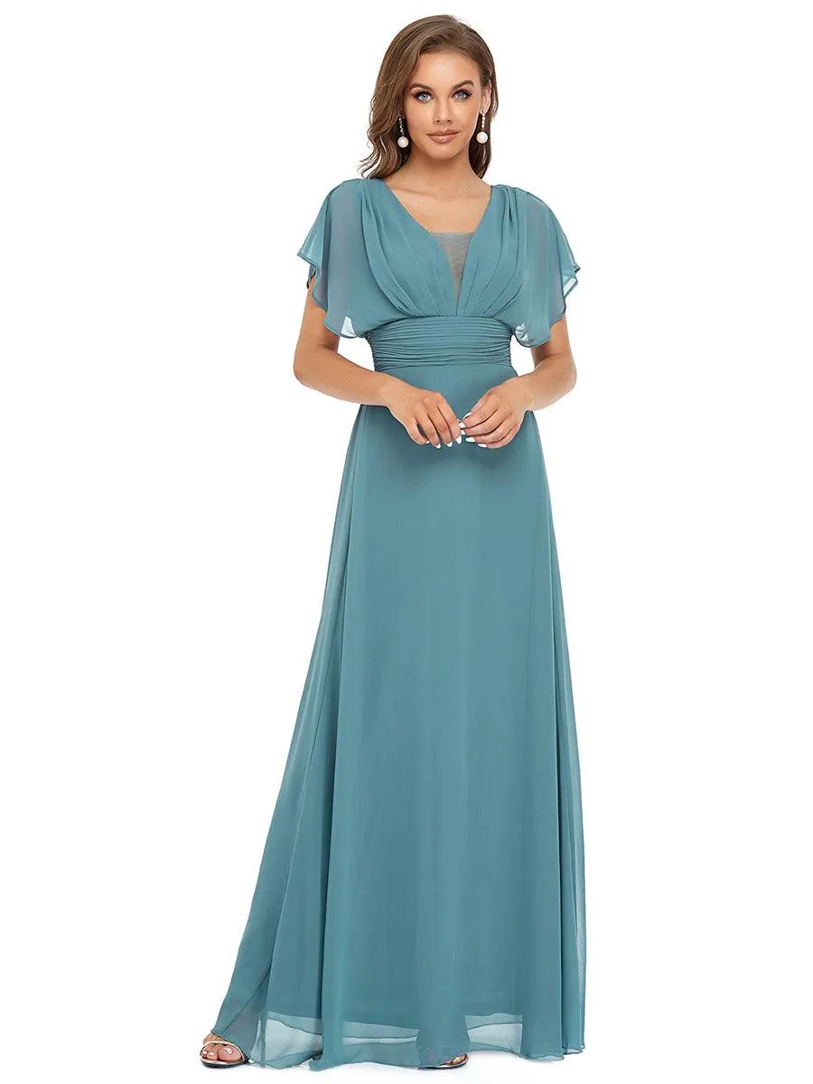 Robe de soirée longue en mousseline de soie à taille empire coupe A