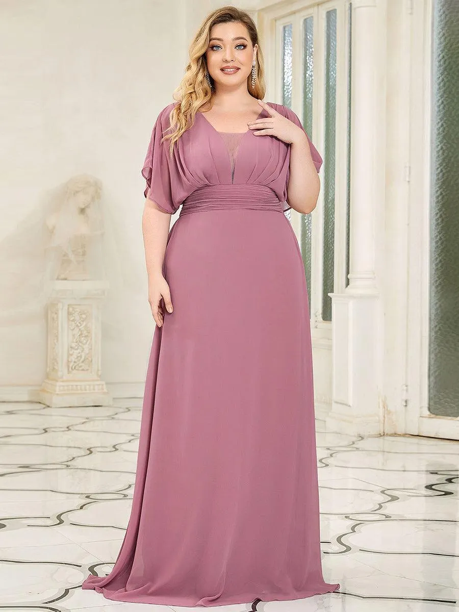 Robe de soirée longue en mousseline de soie à taille empire coupe A