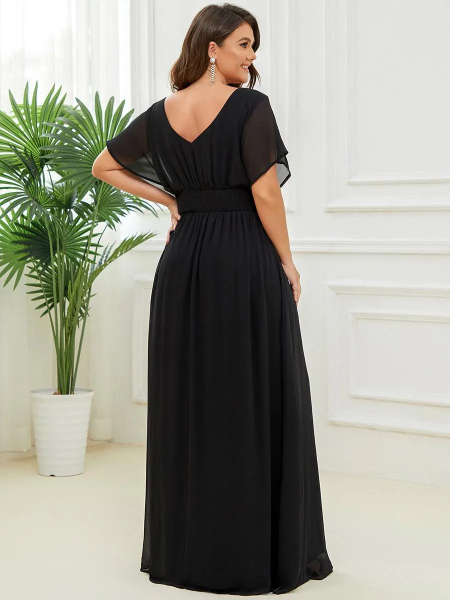 Robe de soirée longue en mousseline de soie à taille empire coupe A