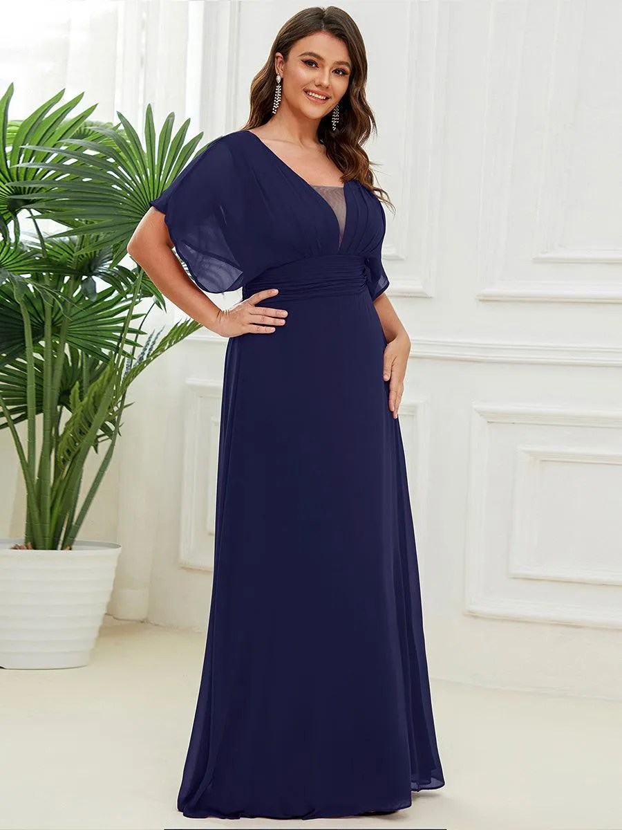Robe de soirée longue en mousseline de soie à taille empire coupe A
