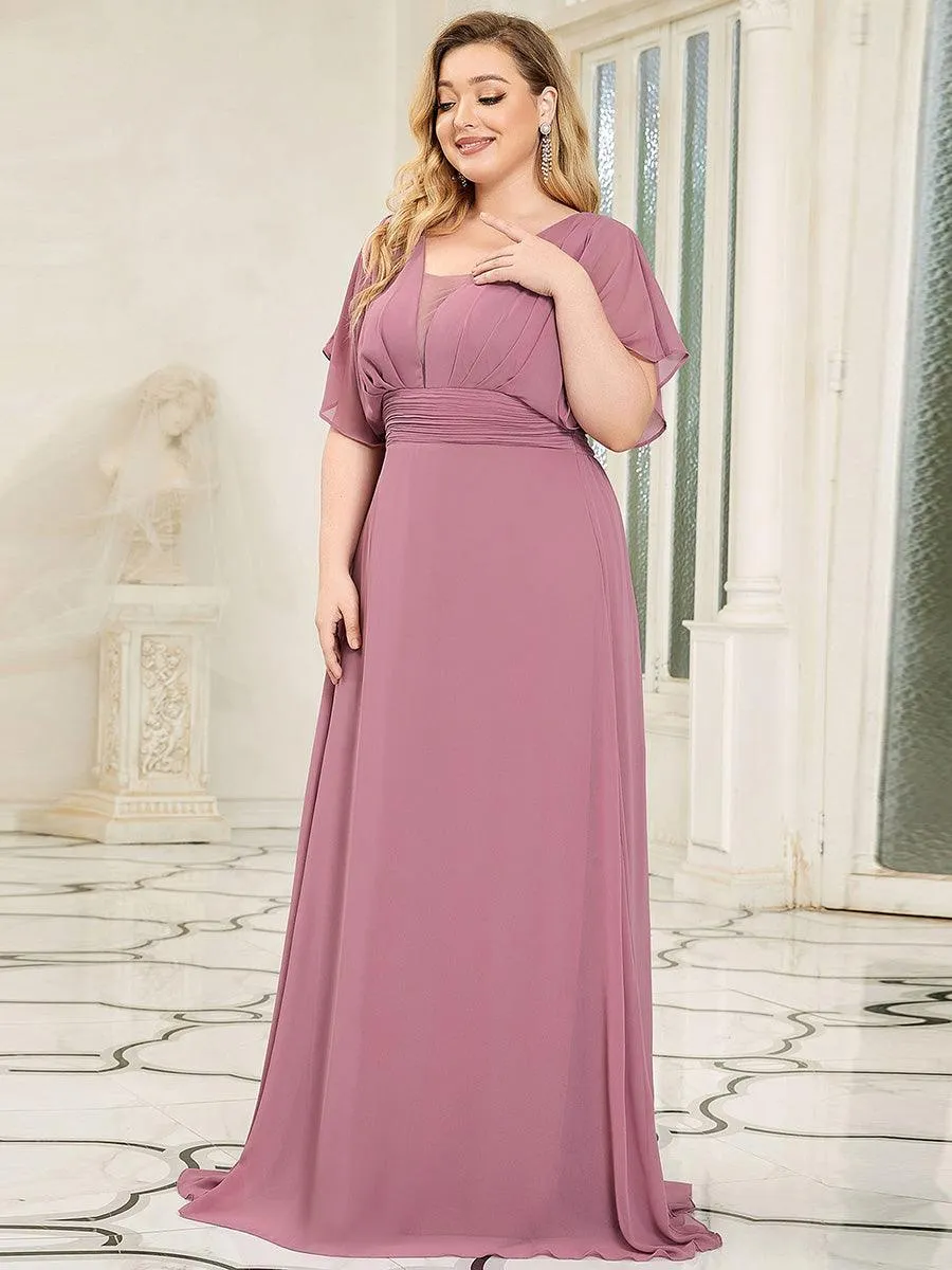 Robe de soirée longue en mousseline de soie à taille empire coupe A