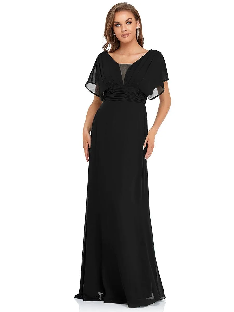 Robe de soirée longue en mousseline de soie à taille empire coupe A