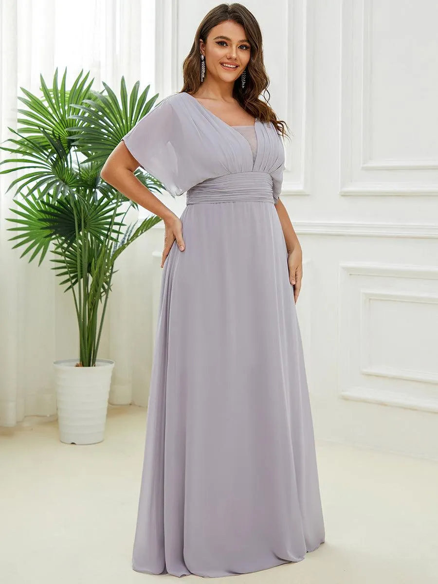 Robe de soirée longue en mousseline de soie à taille empire coupe A