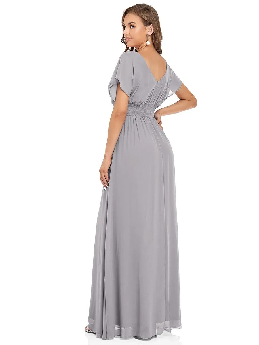 Robe de soirée longue en mousseline de soie à taille empire coupe A