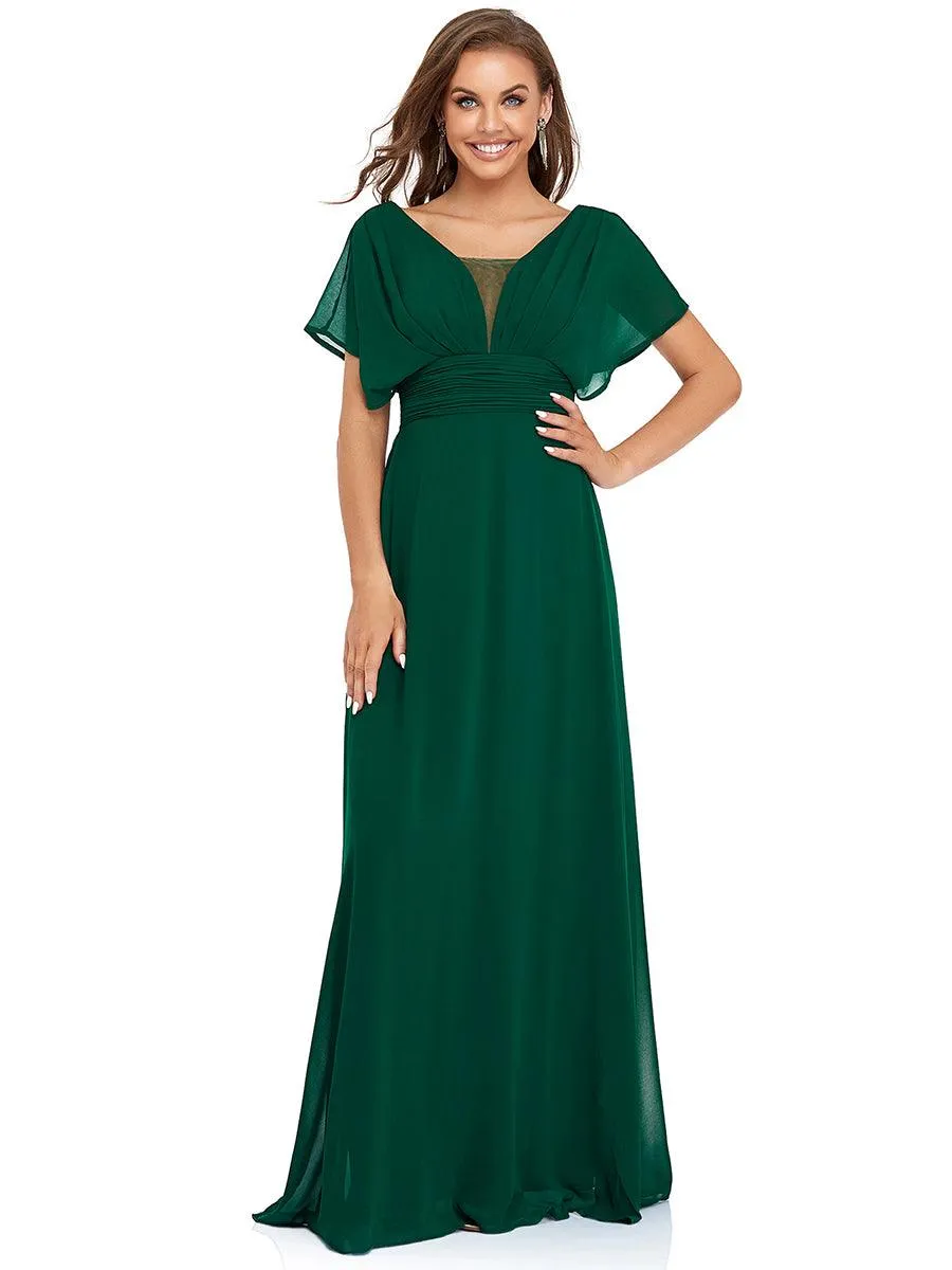 Robe de soirée longue en mousseline de soie à taille empire coupe A