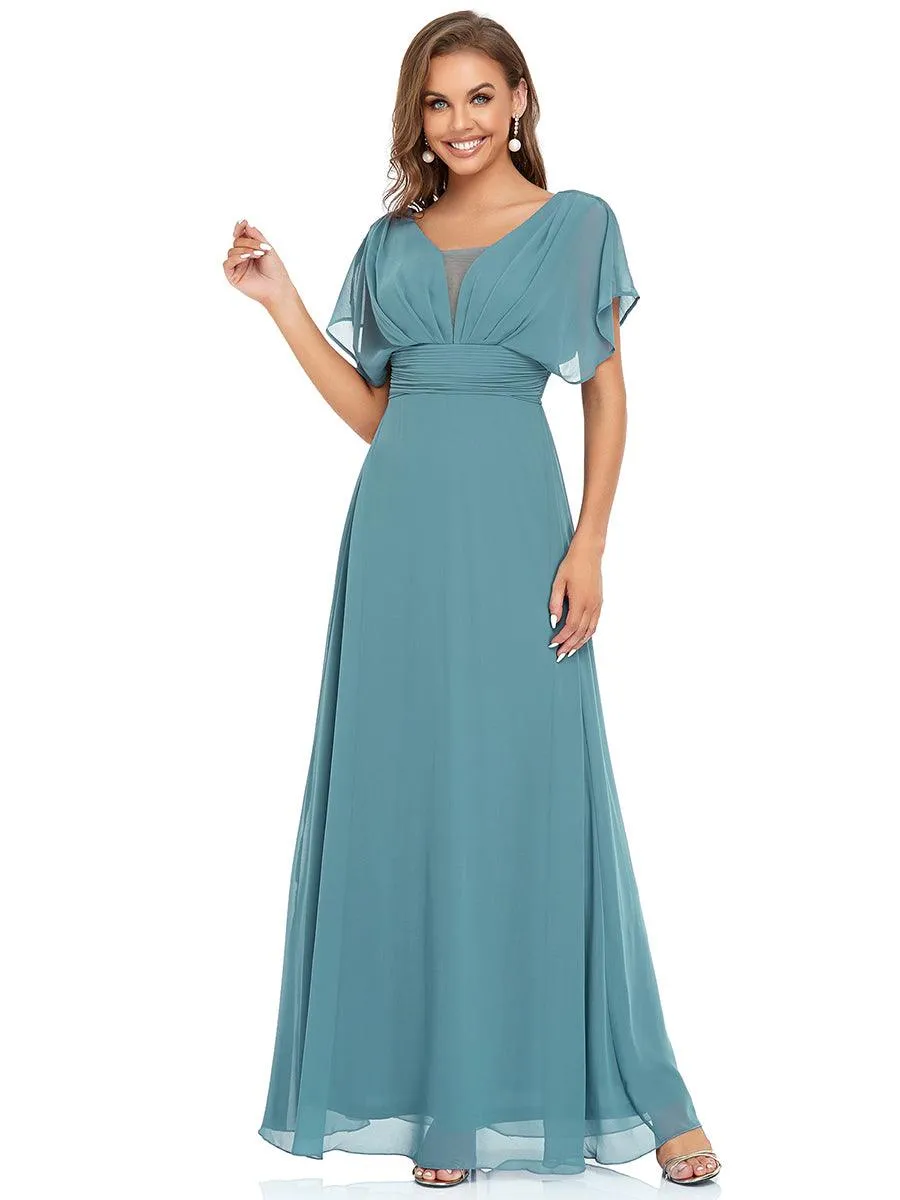 Robe de soirée longue en mousseline de soie à taille empire coupe A