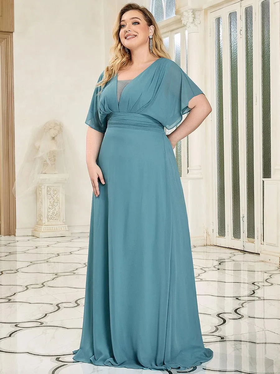 Robe de soirée longue en mousseline de soie à taille empire coupe A