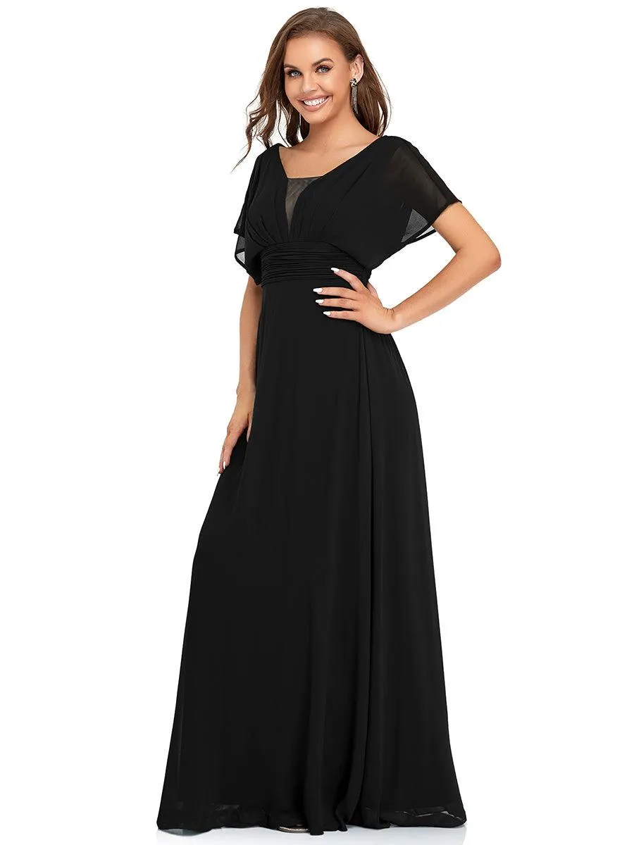 Robe de soirée longue en mousseline de soie à taille empire coupe A