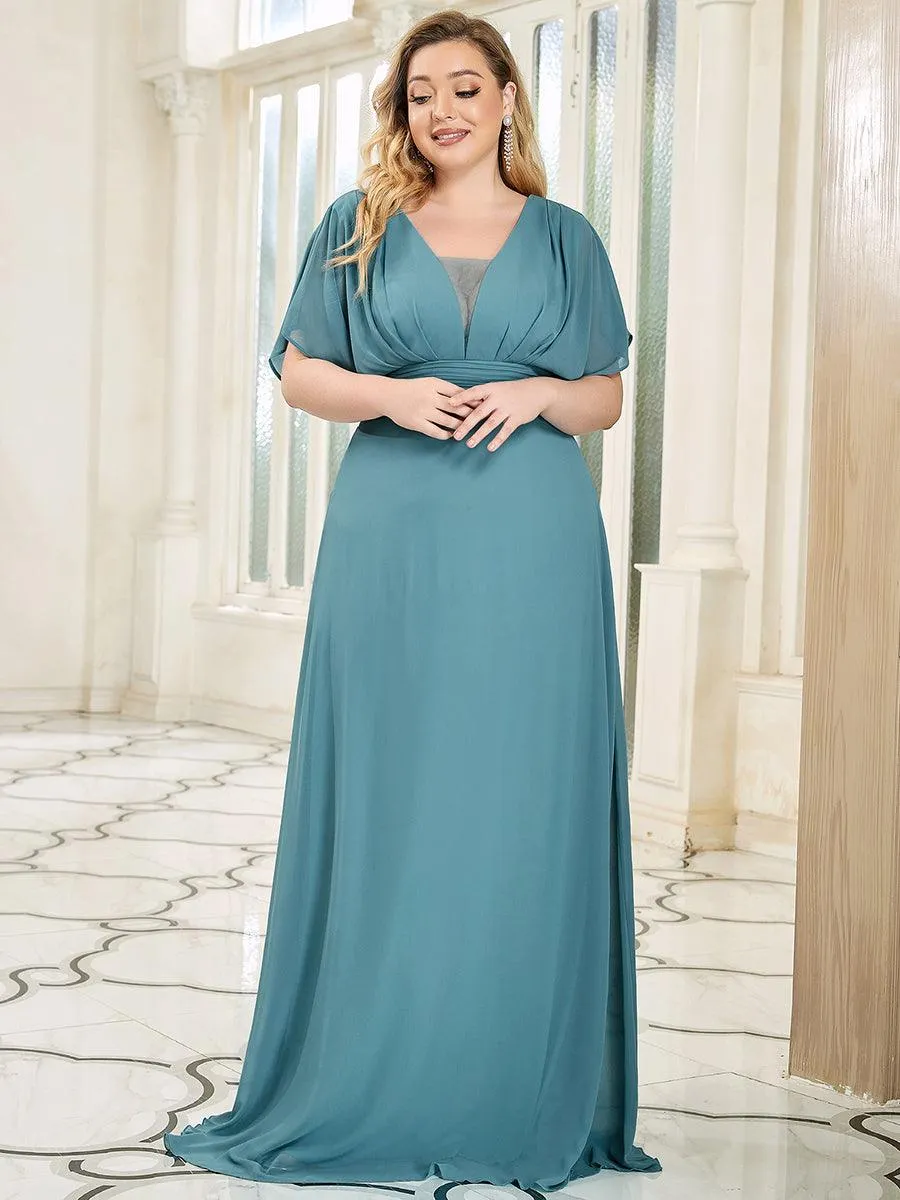 Robe de soirée longue en mousseline de soie à taille empire coupe A
