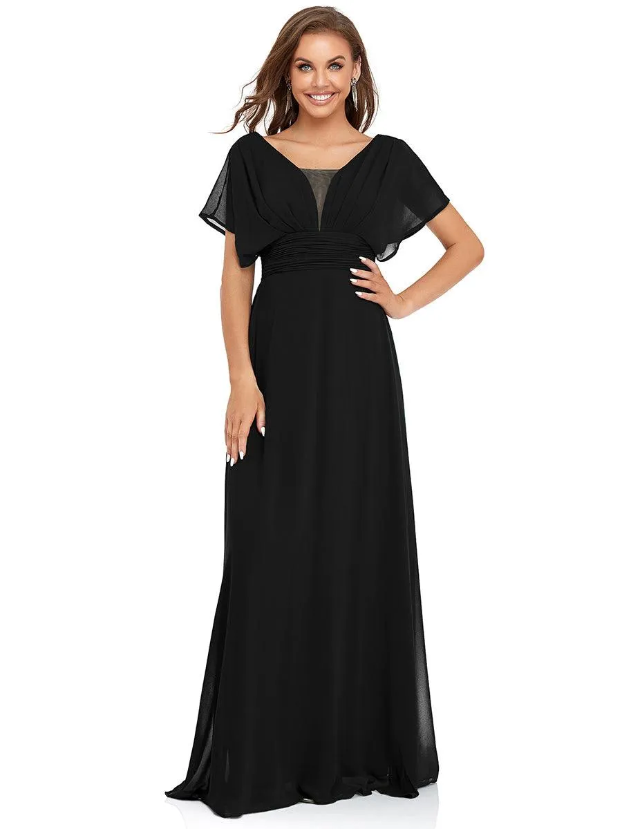 Robe de soirée longue en mousseline de soie à taille empire coupe A