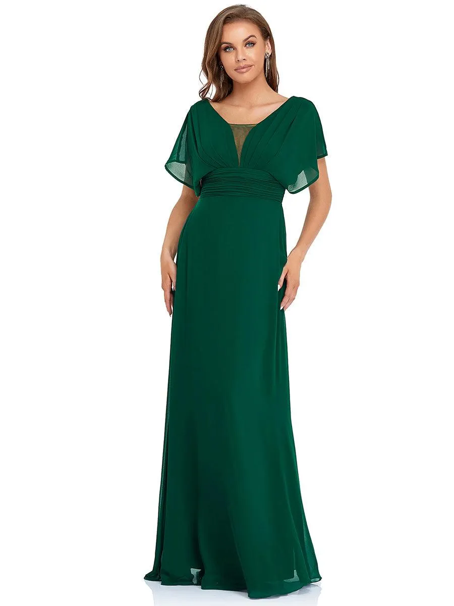 Robe de soirée longue en mousseline de soie à taille empire coupe A