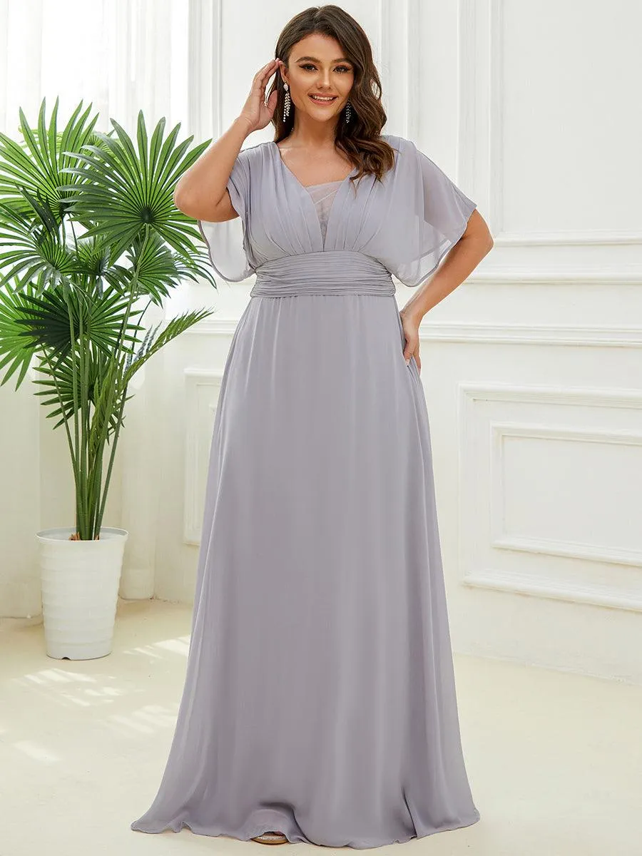 Robe de soirée longue en mousseline de soie à taille empire coupe A