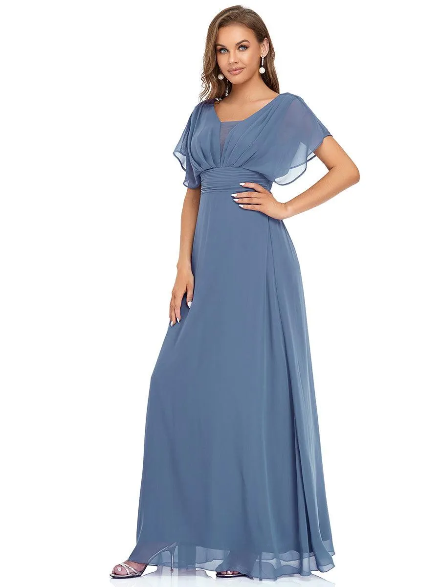 Robe de soirée longue en mousseline de soie à taille empire coupe A