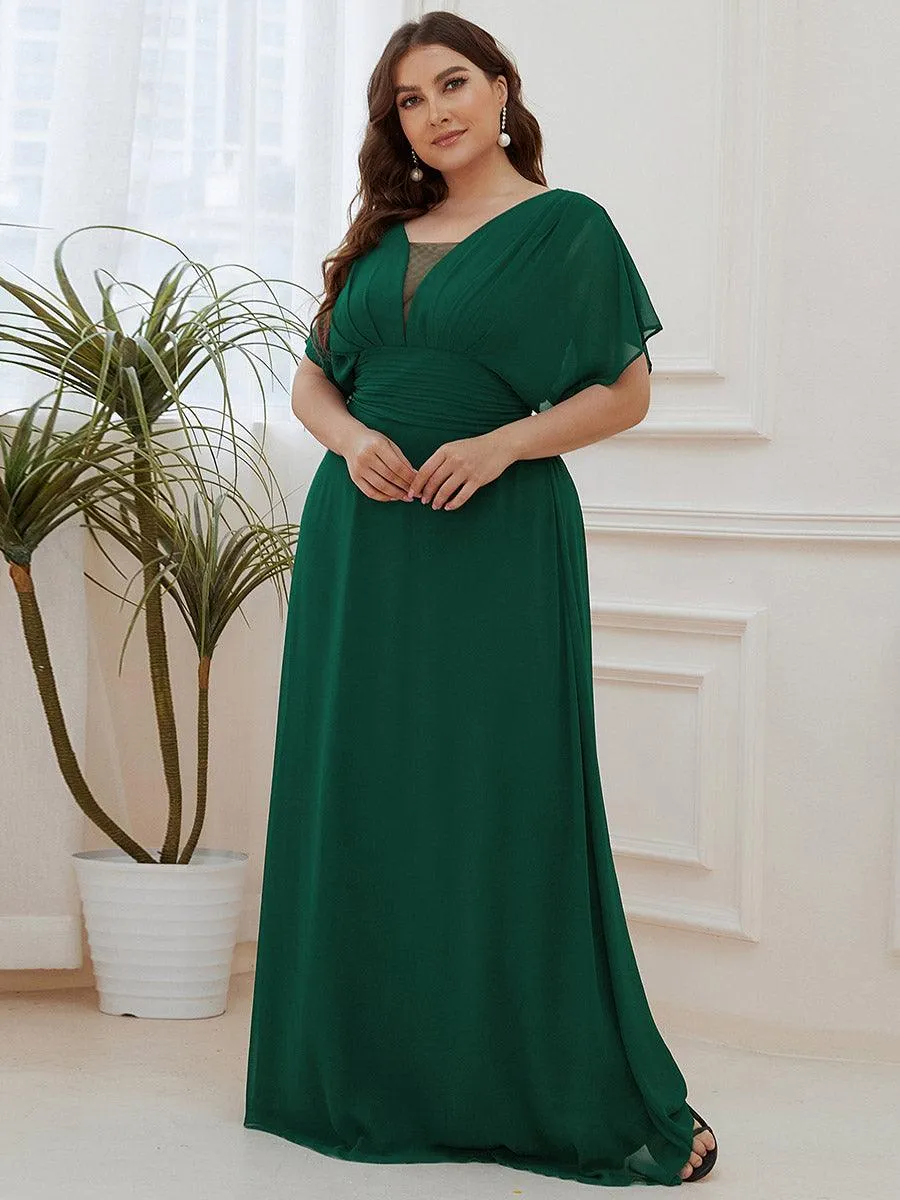Robe de soirée longue en mousseline de soie à taille empire coupe A