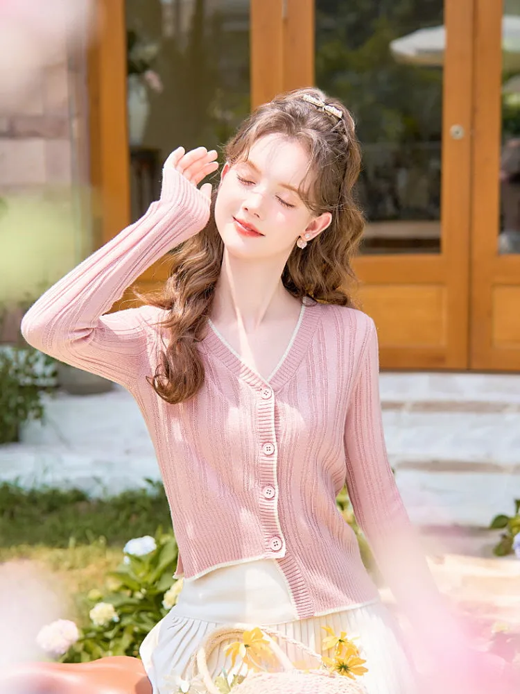 Romantic Ribbon Cropped Cardigan