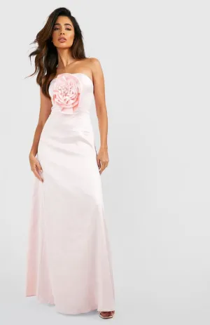 ROSE DETAIL BANDEAU MAXI DRESS