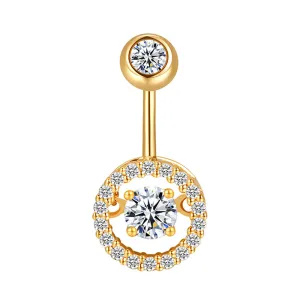 Round Shape Dancing Diamond Halo Navel Ring