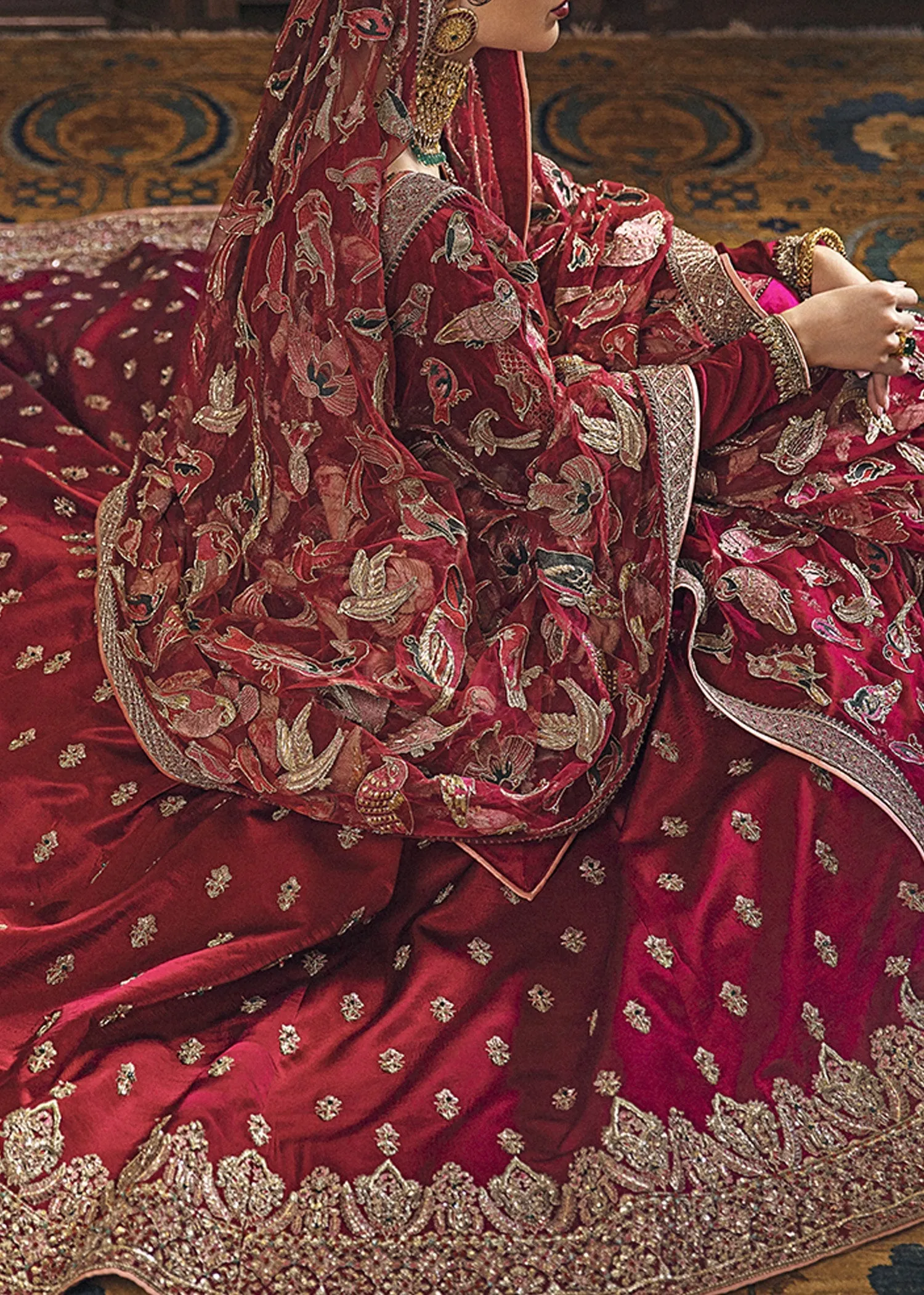Royal Maroon Embellished Lehenga Choli Pakistani Wedding Dress