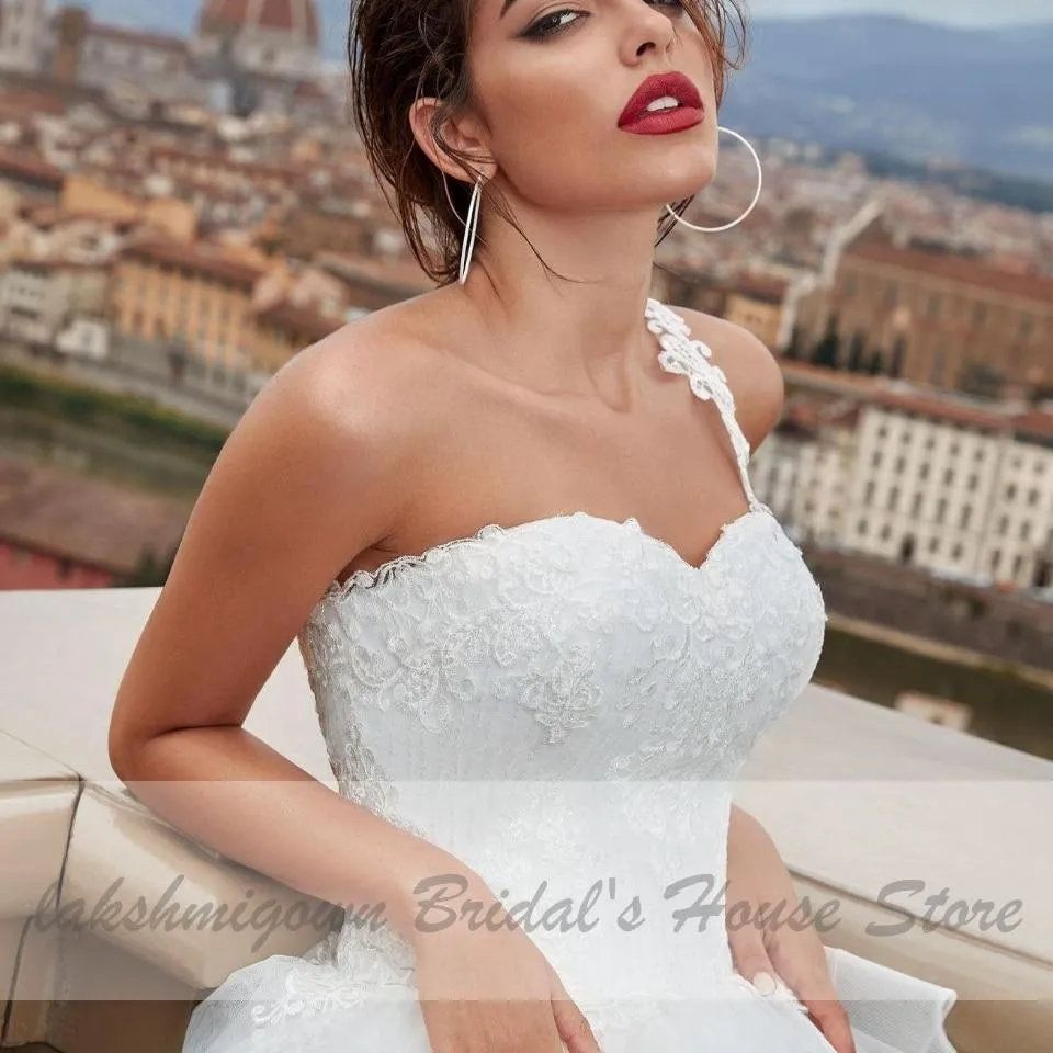 Roycebridal Chic White Tulle Bridal Gown Wedding Dress Lace Up Back