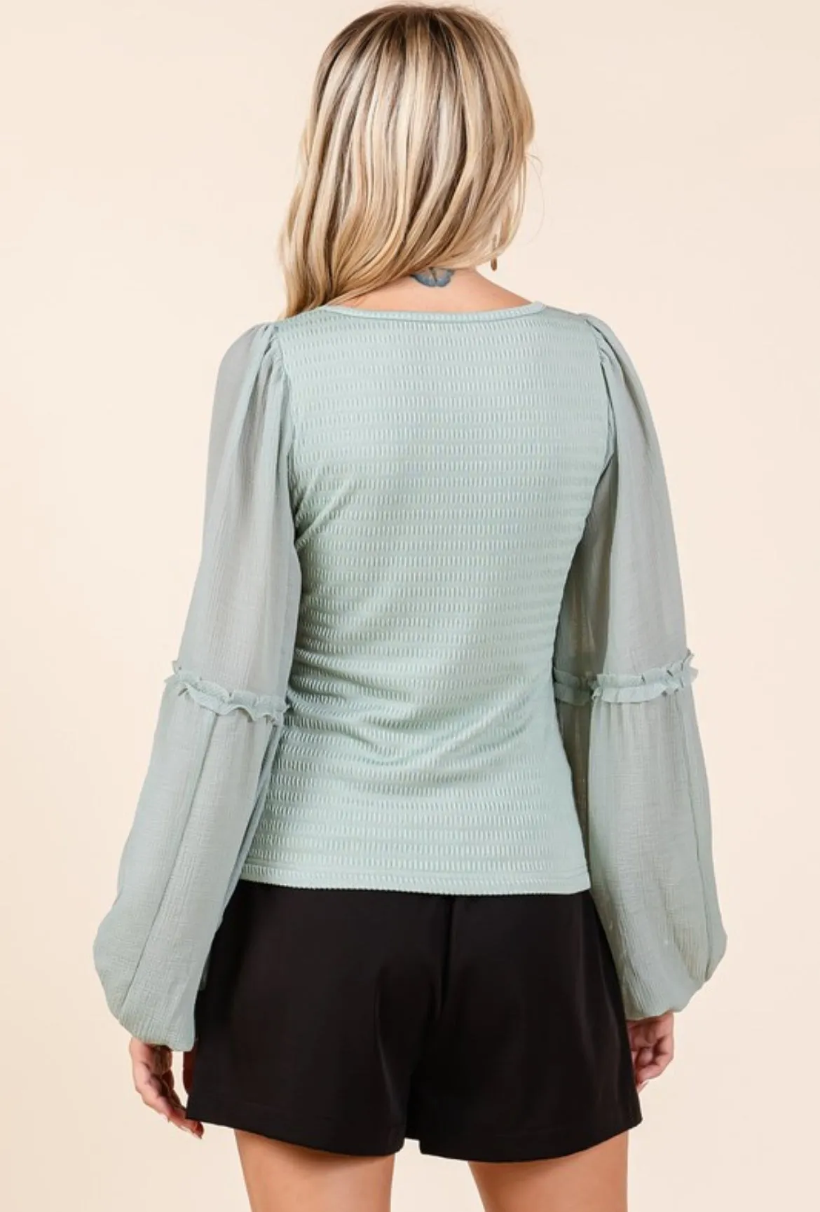 Sage Textured Chiffon Blouse