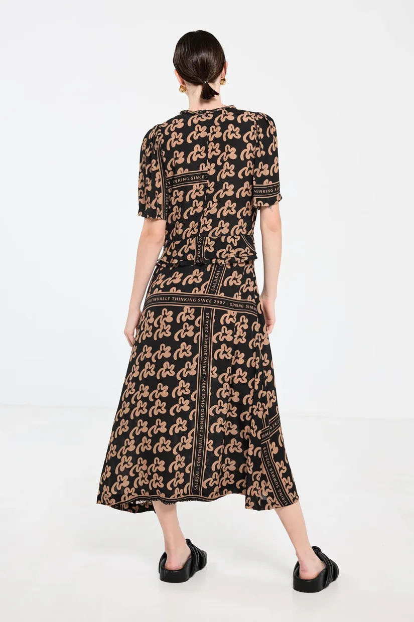 Salasai Plantation Dress - Beige Pop Palm