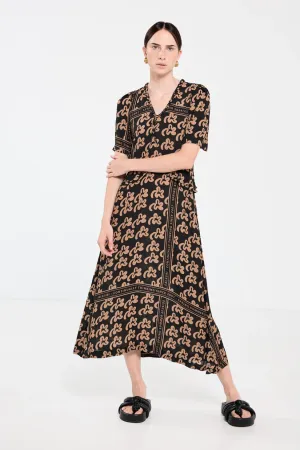 Salasai Plantation Dress - Beige Pop Palm