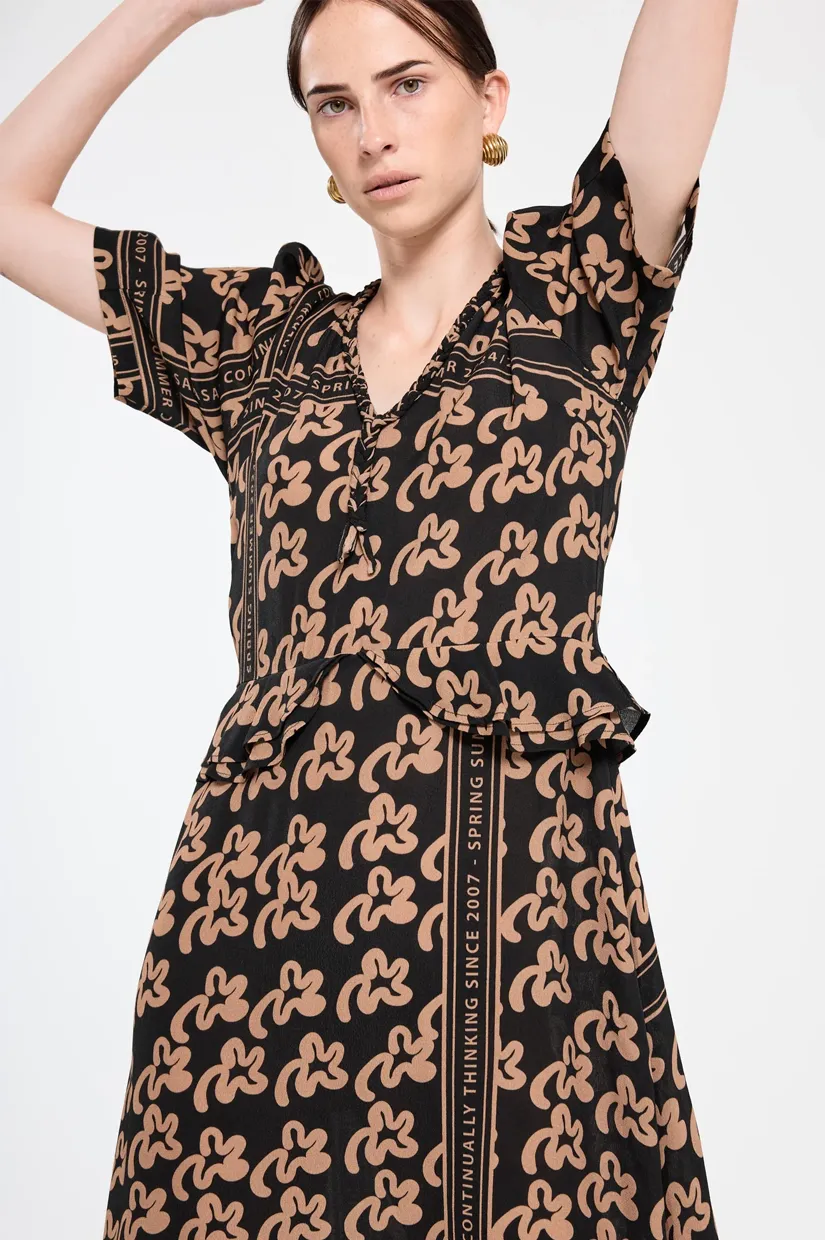 Salasai Plantation Dress - Beige Pop Palm