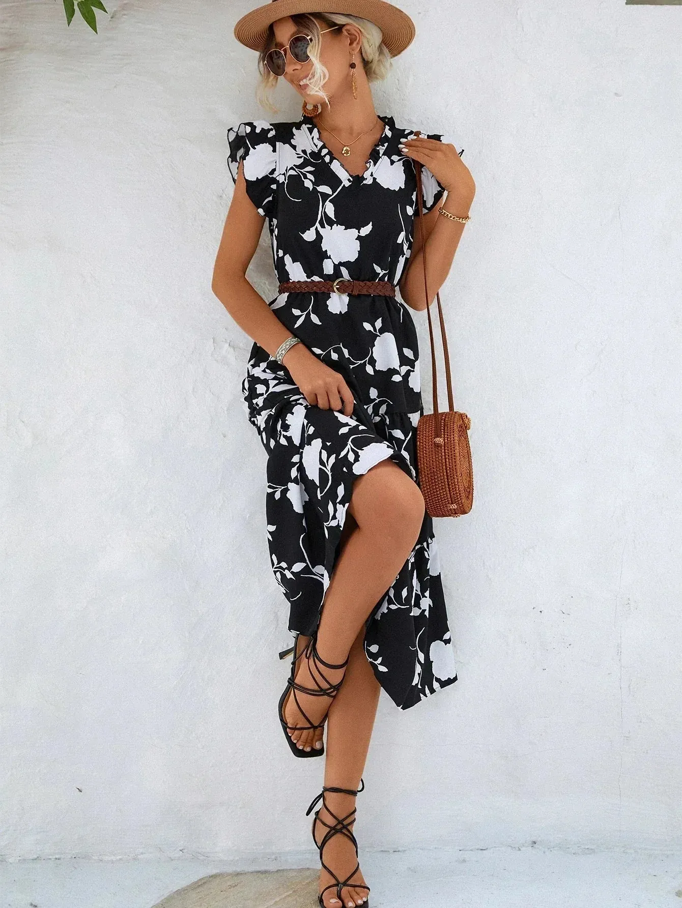Sancia - Chic Puff Sleeves Woman's Dress