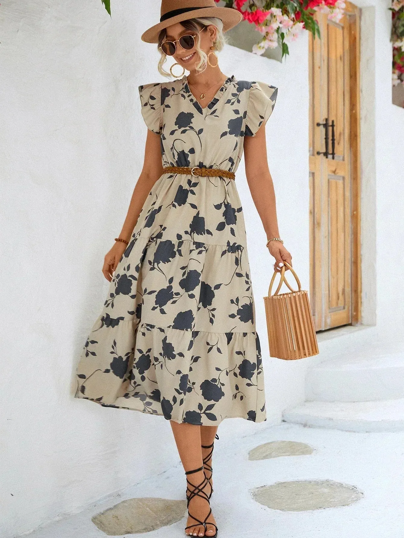 Sancia - Chic Puff Sleeves Woman's Dress