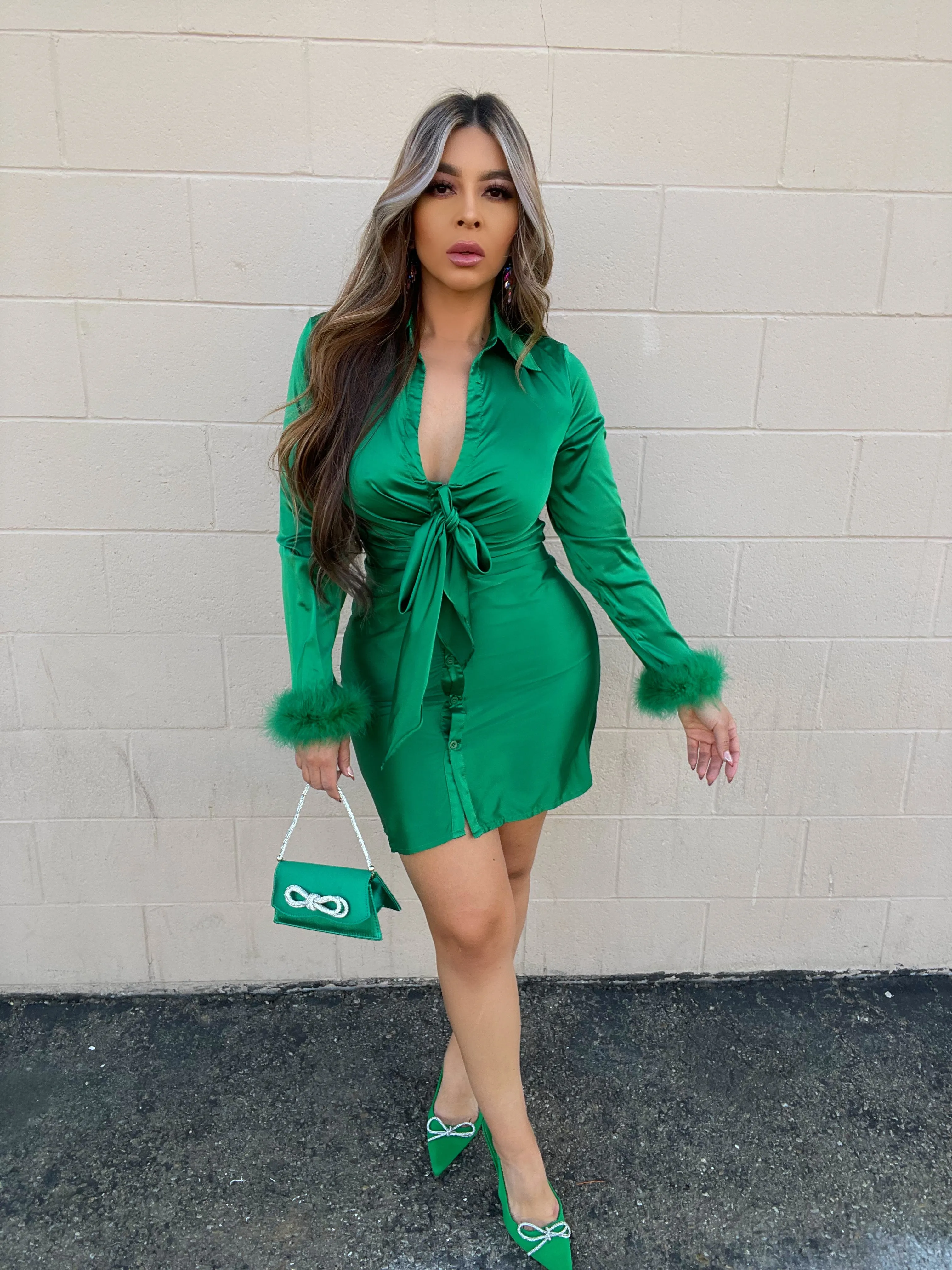 Santi Mini Dress (Green)