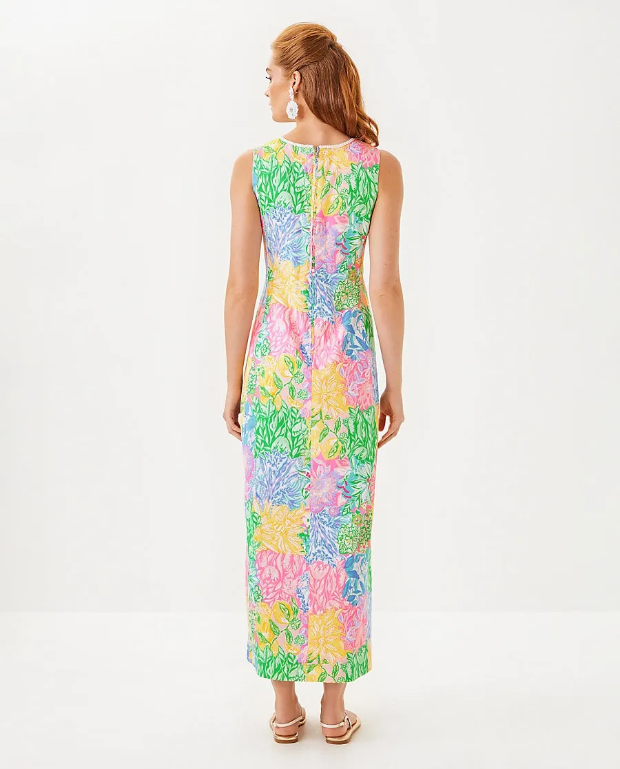 Sarabeth Stretch Maxi Shift Dress - Multi Bright Delight Patch