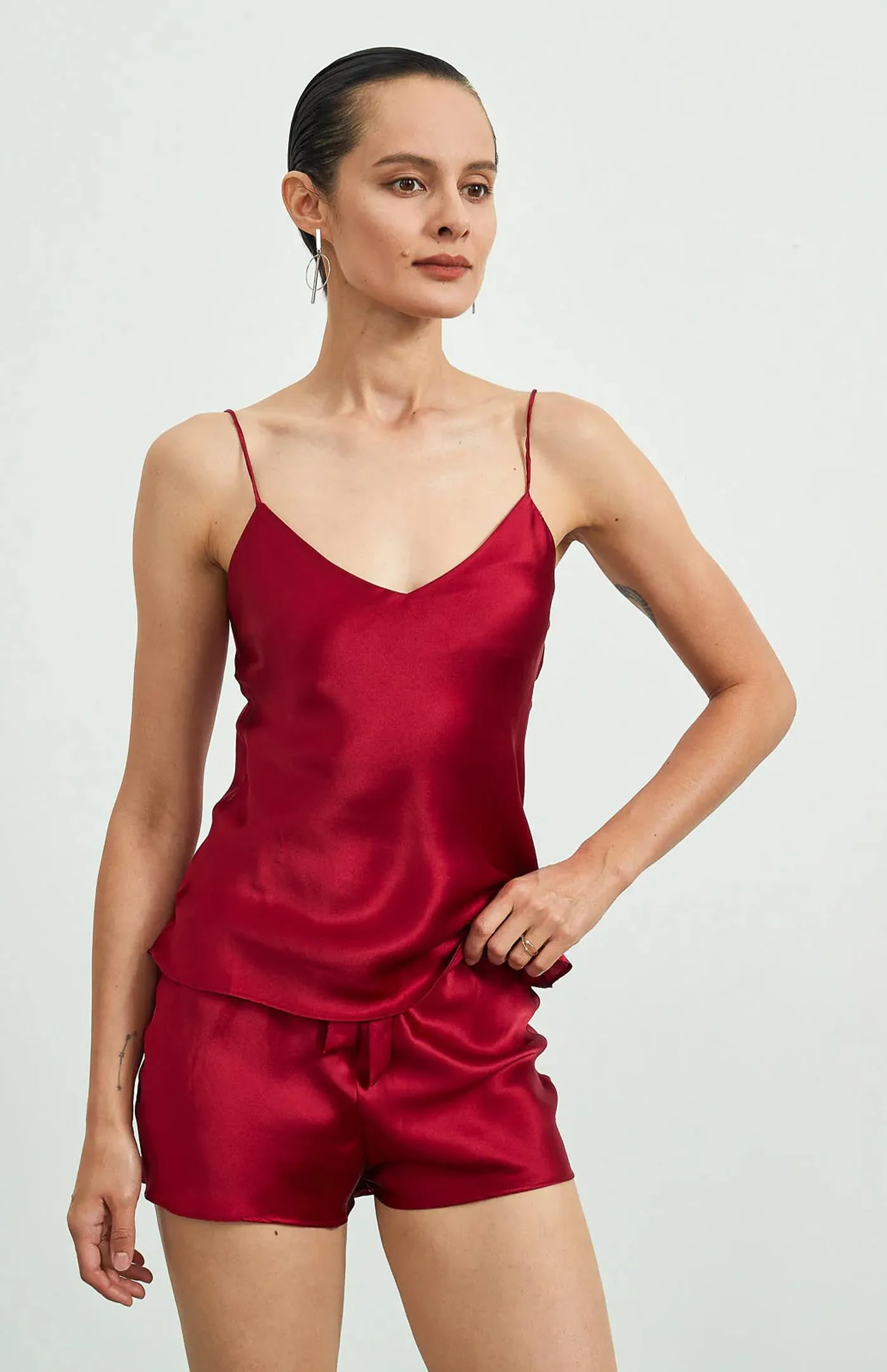 Satin Sin | Red Satin Camisole & Shorts Set