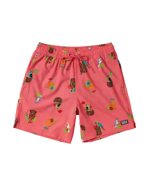 Saxx Mens Oh Buoy 2N1 7" Swim Short - Birds Of Paradise-Coral