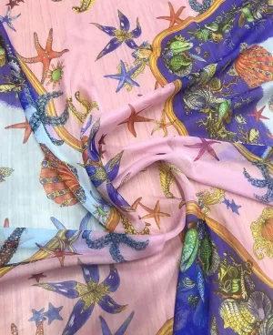 Sea Shell Pattern Chiffon Fabric in Soft Sugar Pink - Ideal for Dresses  Crafts