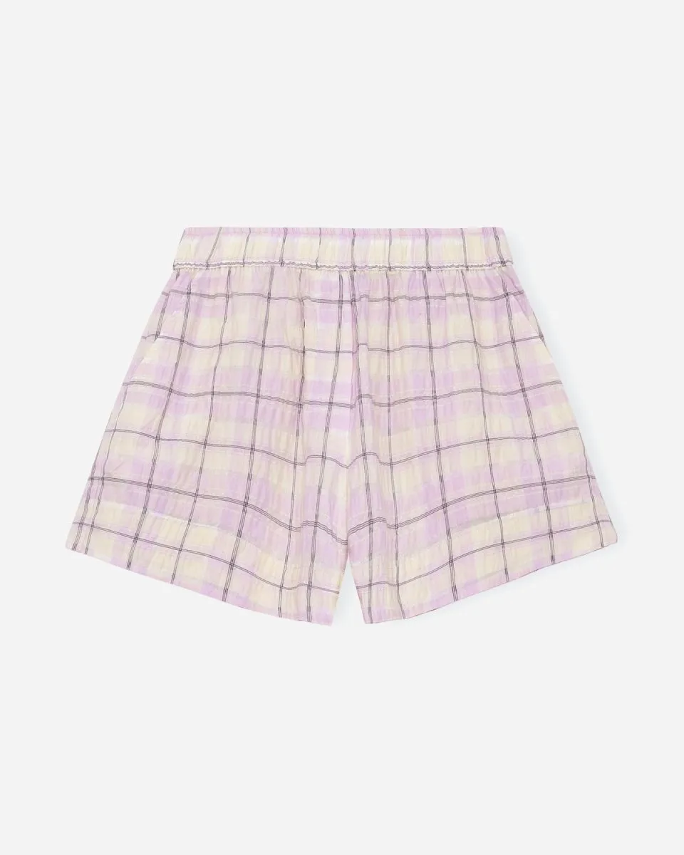 Seersucker Check Shorts - Orchid Bloom
