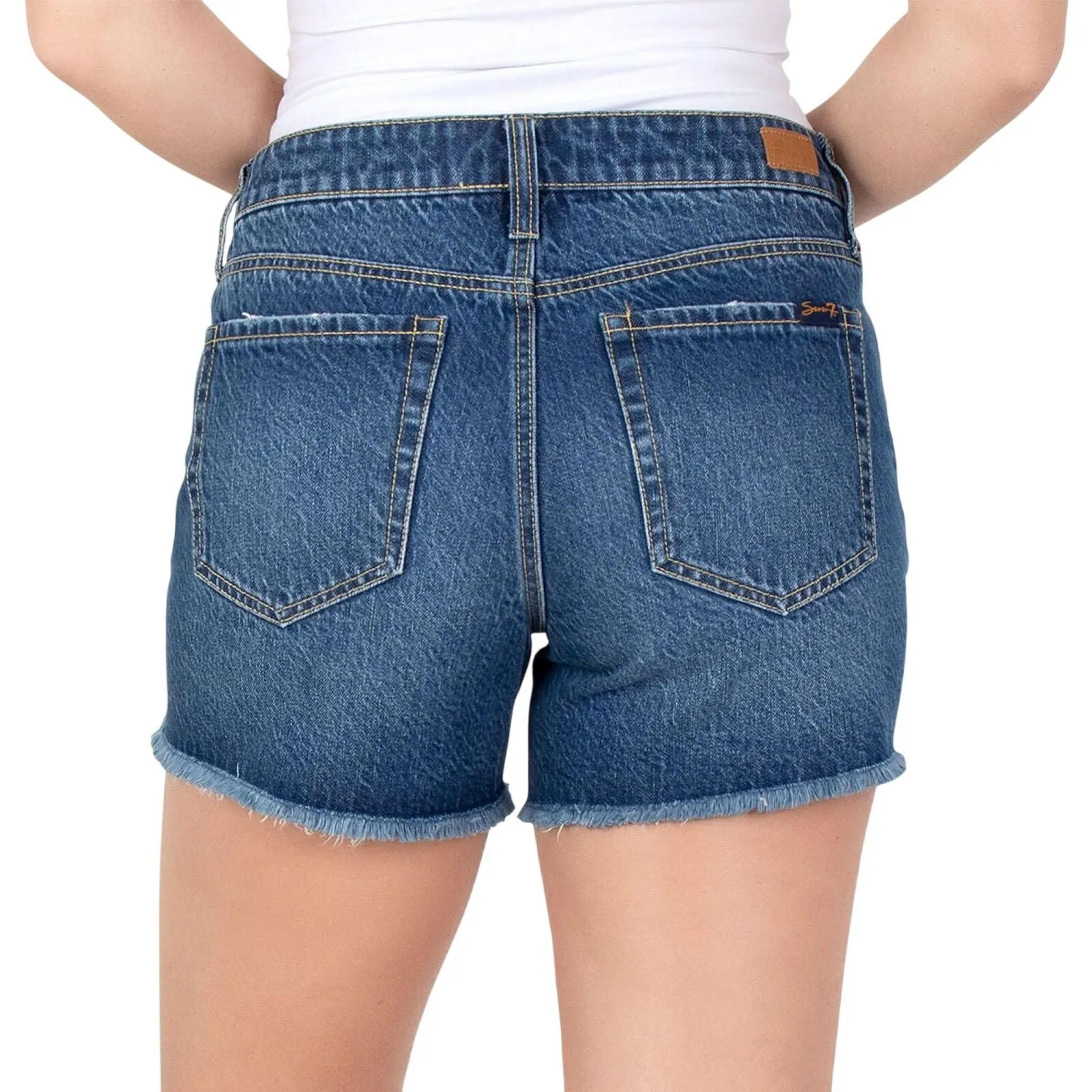 Seven7 Women's Denim Frayed Hem Slim Fit Weekend Short MY3324GL Gloss Blue 6