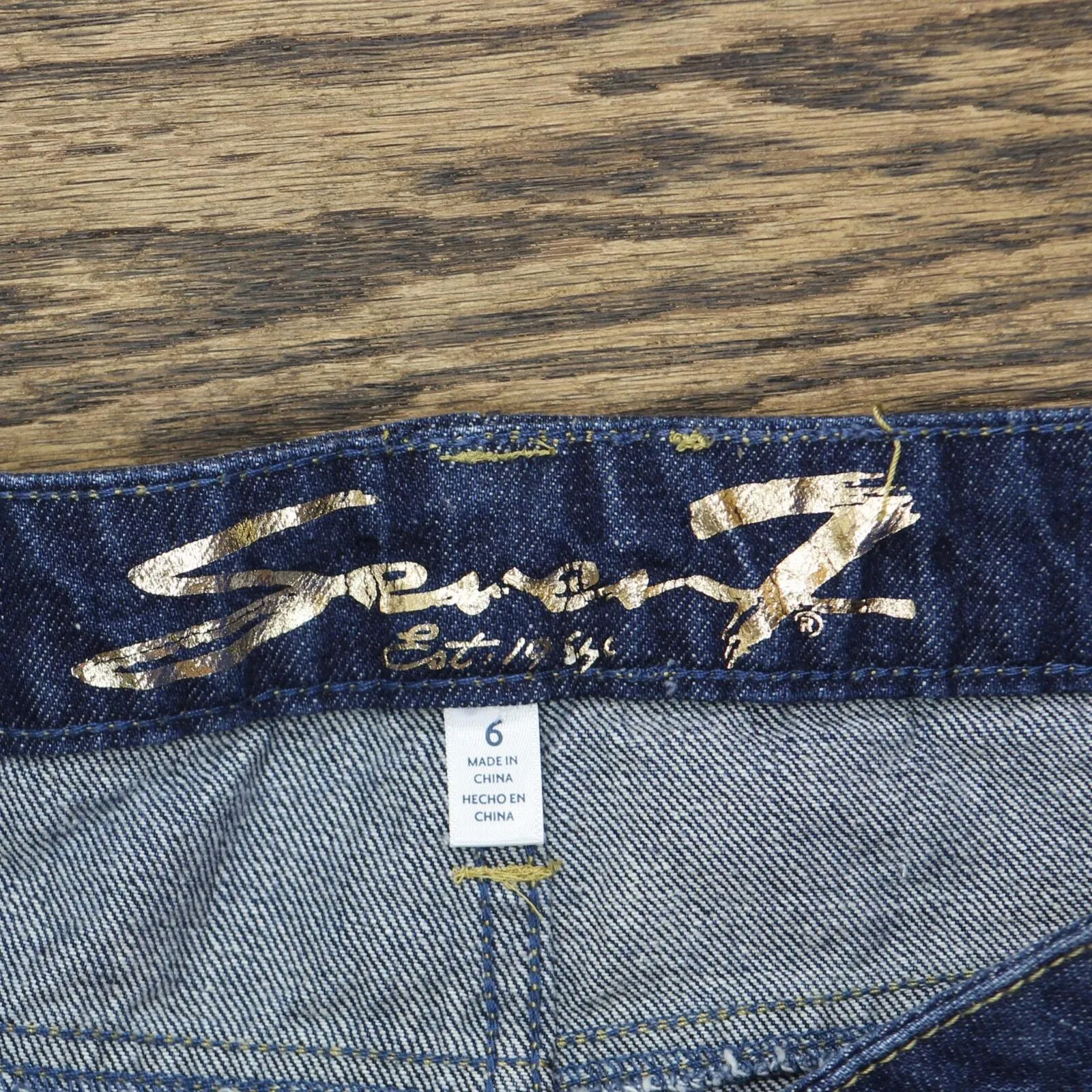 Seven7 Women's Denim Frayed Hem Slim Fit Weekend Short MY3324GL Gloss Blue 6
