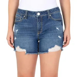 Seven7 Women's Denim Frayed Hem Slim Fit Weekend Short MY3324GL Gloss Blue 6