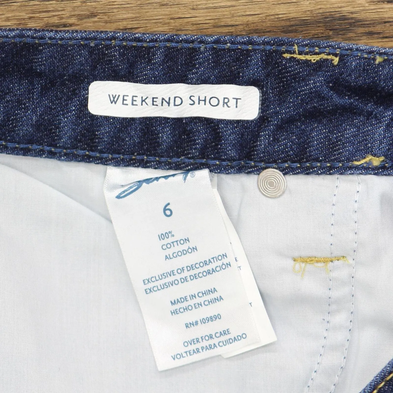 Seven7 Women's Denim Frayed Hem Slim Fit Weekend Short MY3324GL Gloss Blue 6