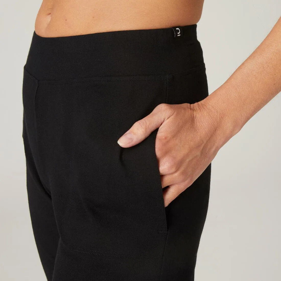 Short Coton Fitness Fit  Coupe droite Noir